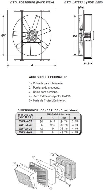 xwp/a aero extractor inyector helicoidal